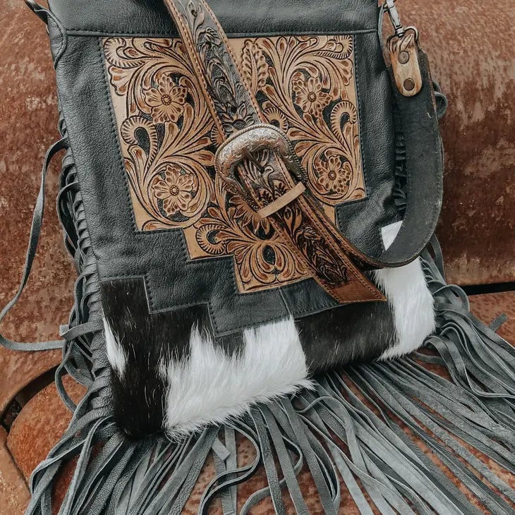 Western cowhide store crossbody bag